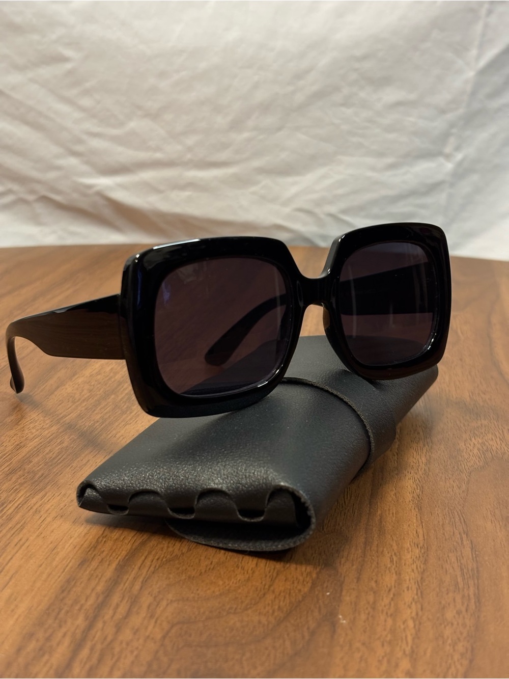 Zara Glossy Black Oversized Square Sunglasses